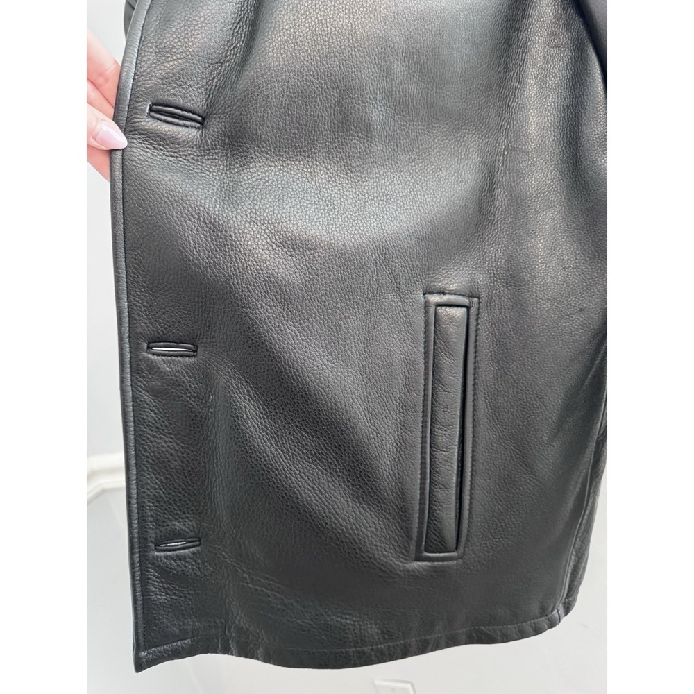 Guess Men's Pebble Grain Heavyweight Leather Zip Out Liner Jacket Black Large - Picture 7 of 16